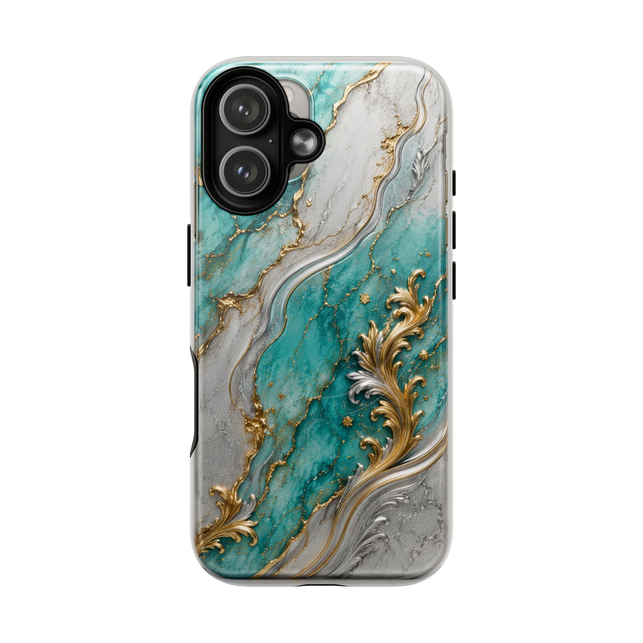 Copy of Magnetic Phone Case — Teal Marble Gold Agate Design