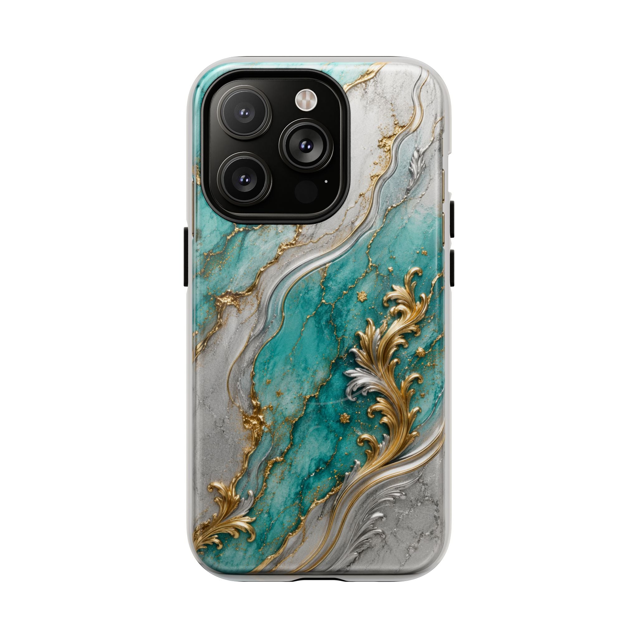Copy of Magnetic Phone Case — Teal Marble Gold Agate Design