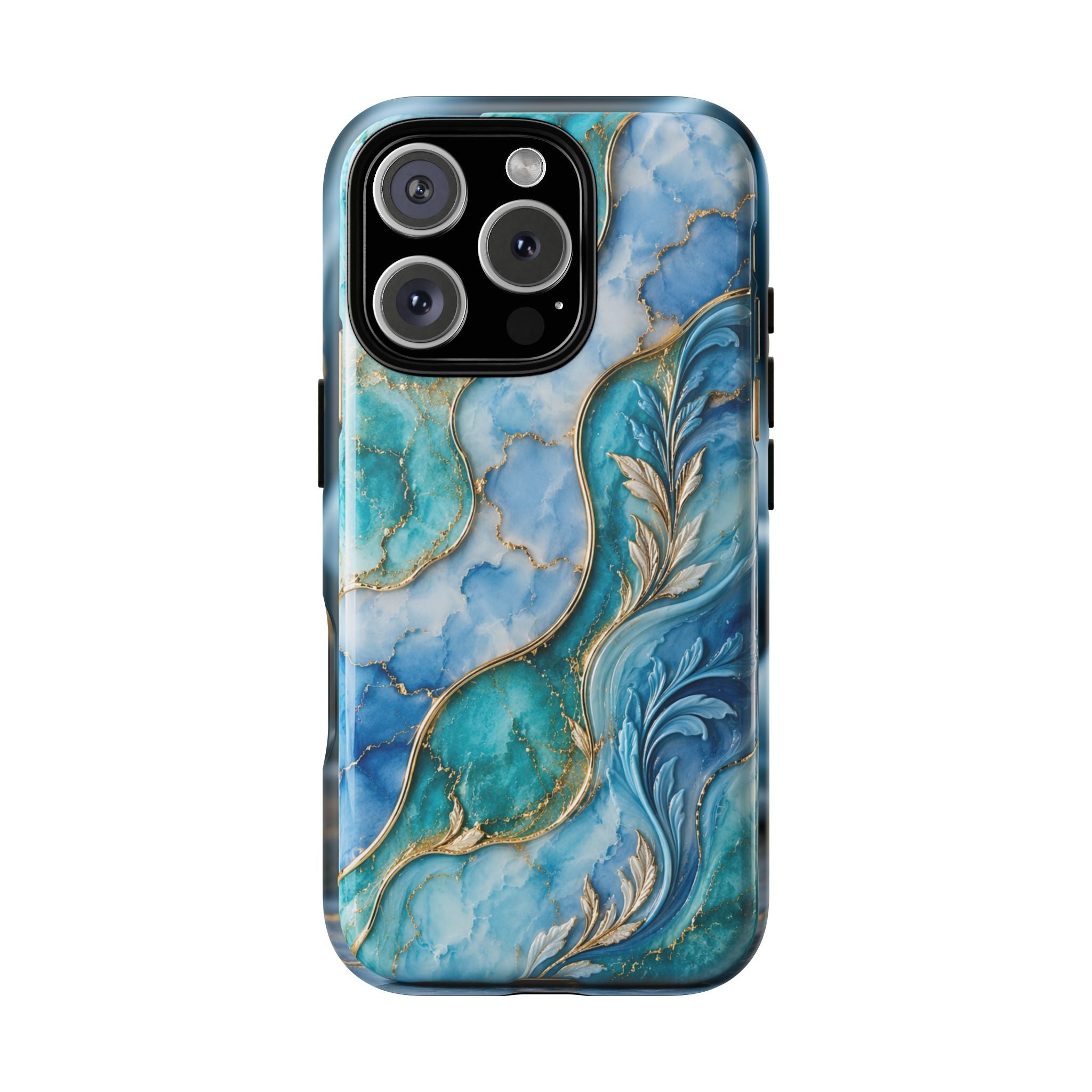 Copy of Magnetic Phone Case — Teal Marble Gold Agate Design