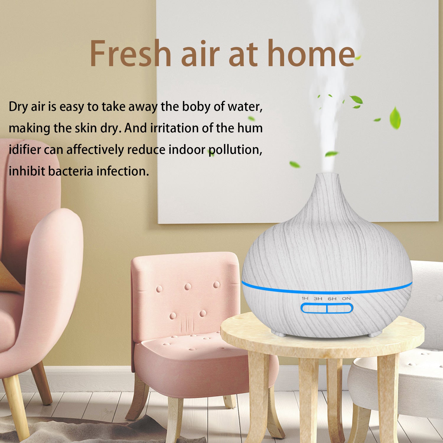Wood Grain Aroma Diffuser 400ML with Sharp Mouth