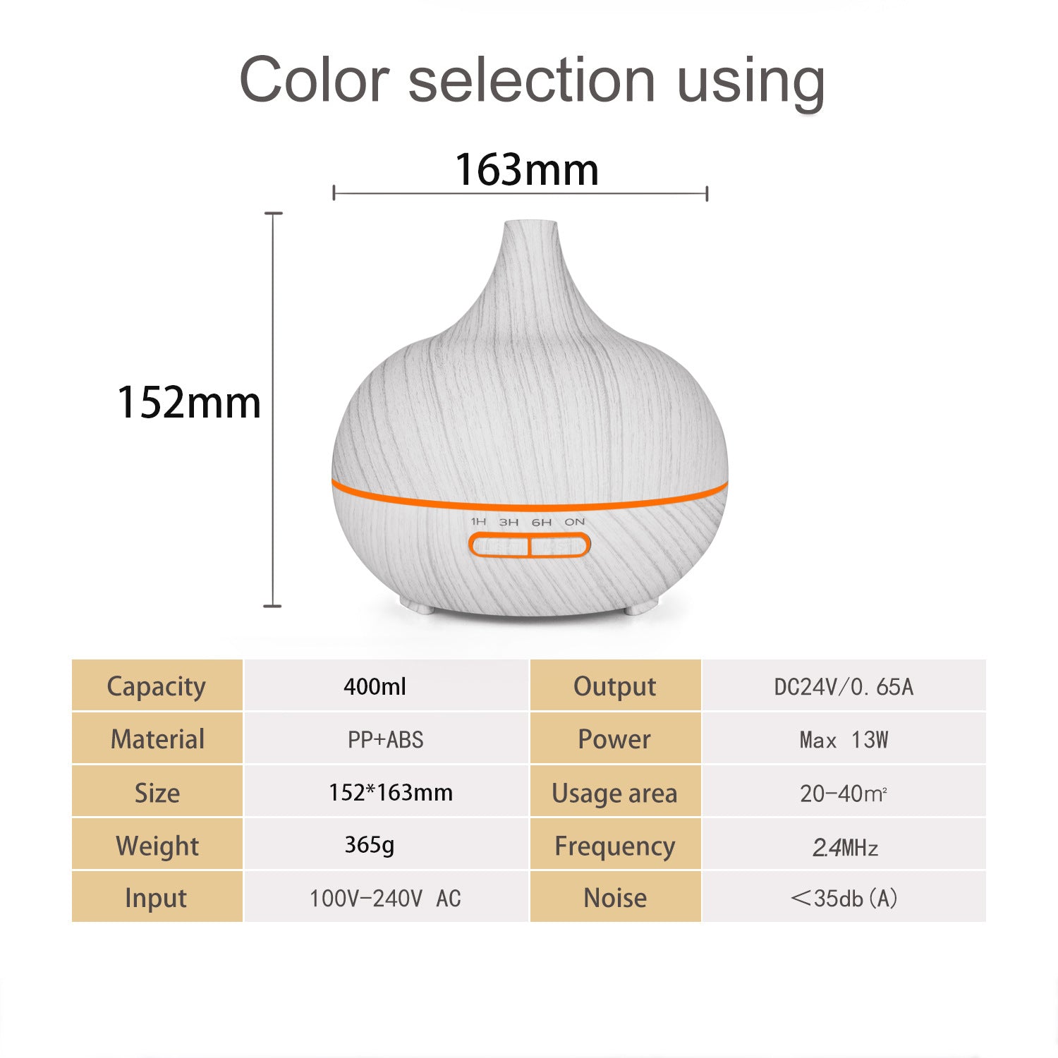 Wood Grain Aroma Diffuser 400ML with Sharp Mouth